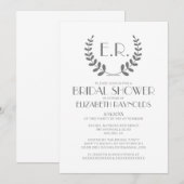 Gray Monogram Bridal Shower Invitations Kaart (Voorkant / Achterkant)