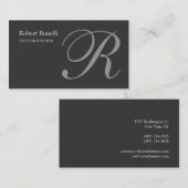 Gray Monogram Chic Visitekaartje (Voorkant / Achterkant)