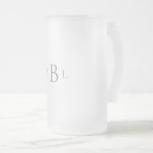 Gray Monogram Elegant Wedding Matglas Bierpul (Voorkant rechts)