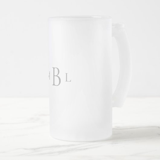 Gray Monogram Elegant Wedding Matglas Bierpul (Voorkant rechts)