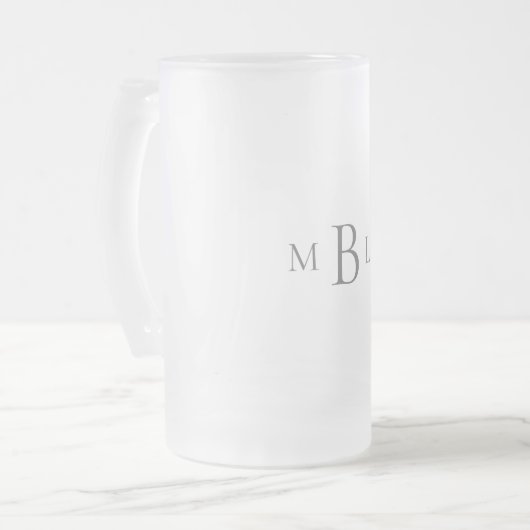 Gray Monogram Elegant Wedding Matglas Bierpul (Voorkant links)