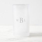 Gray Monogram Elegant Wedding Matglas Bierpul (Center)