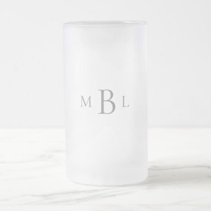 Gray Monogram Elegant Wedding Matglas Bierpul