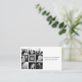 Gray Monogram Familie Foto Collage Fotografie Visitekaartje (Staand voorkant)