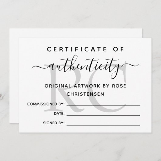 Gray Monogram Groter Certificaat van Authenticitei (Voorkant / Achterkant)