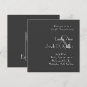 Gray Monogram van de Moderne Steenklok Uitnodiging (Voorkant / Achterkant)