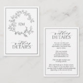 Gray Monogram Weddenschap - Versluitingskaart Informatiekaartje (Voorkant / Achterkant)
