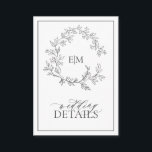 Gray Monogram Weddenschap - Versluitingskaart Informatiekaartje<br><div class="desc">We houden van deze trendy, moderne grijze kaart! Eenvoudig, elegant, en oh-zo-, hij is voorzien van een handgetekende leafy grot die een modern huwelijksmonogram omringt. Het is gepersonaliseerd in elegante typografie, en geaccentueerd met hand-briefed kalligrafie. Tot slot wordt het in een delicaat lijst in orde gebracht en de achterzijde van...</div>