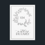 Gray Monogram Weddenschap - Versluitingskaart Informatiekaartje<br><div class="desc">We houden van deze trendy, moderne grijze kaart! Eenvoudig, elegant, en oh-zo-, hij is voorzien van een handgetekende leafy grot die een modern huwelijksmonogram omringt. Het is gepersonaliseerd in elegante typografie, en geaccentueerd met hand-briefed kalligrafie. Tot slot wordt het in een delicaat lijst in orde gebracht en de achterzijde van...</div>