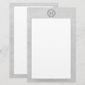 Gray Monogram Wreath Briefpapier (Voorkant / Achterkant)