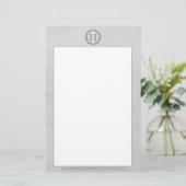 Gray Monogram Wreath Briefpapier (Staand voorkant)