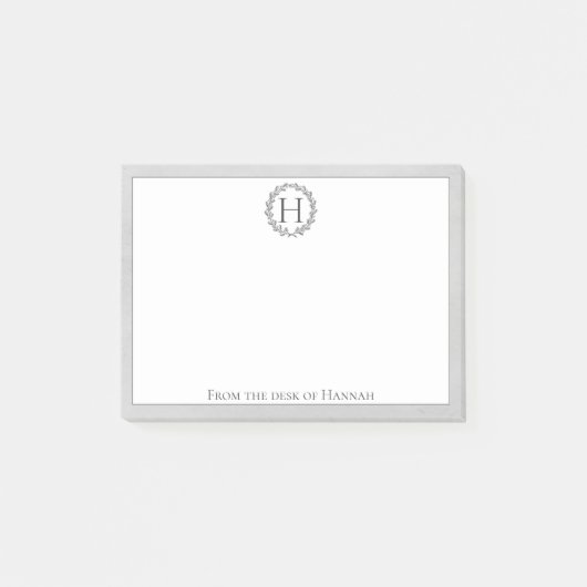 Gray Monogram Wreath Post-it® Notes (Voorkant)