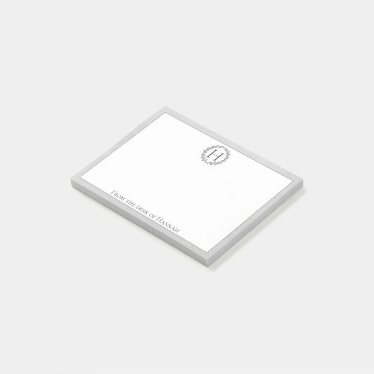 Gray Monogram Wreath Post-it® Notes (Schuin)