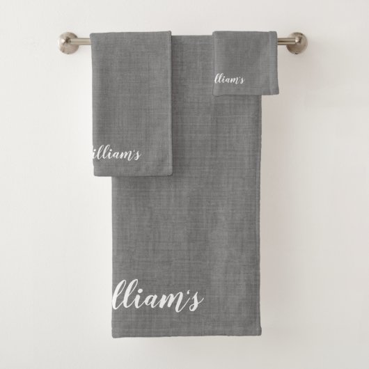Gray Monogrammed Towel Set Bad Handdoek (Insitu)