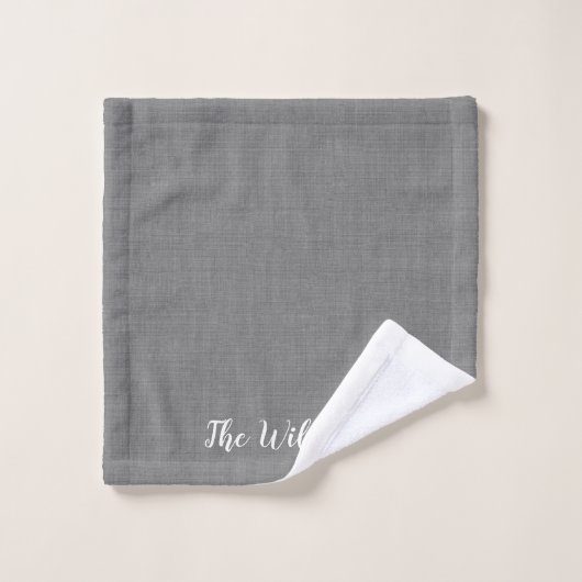 Gray Monogrammed Towel Set Bad Handdoek (Wasdoekje)