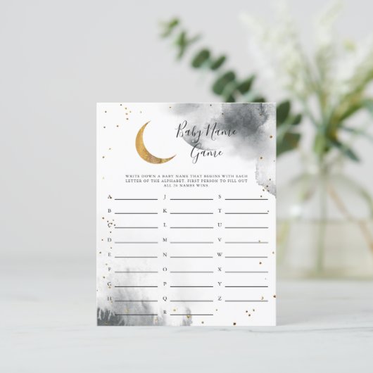 Gray Moon Baby Name Shower Game (Staand voorkant)