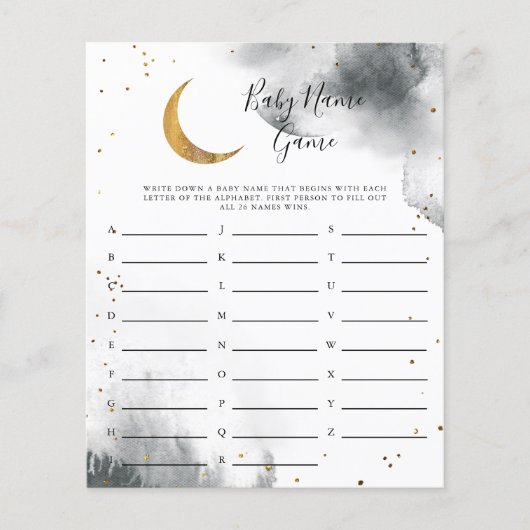 Gray Moon Baby Name Shower Game (Voorkant)