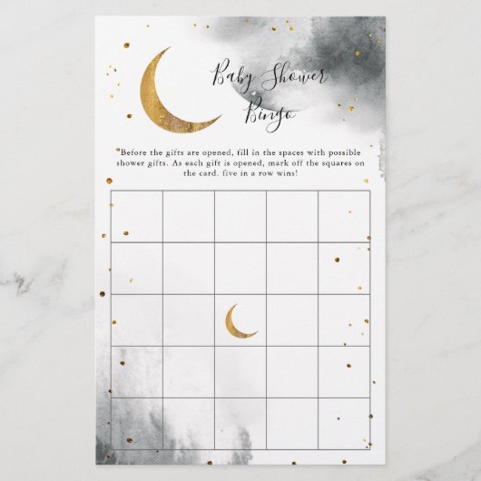 Gray Moon Baby shower Bingo Game (Voorkant)