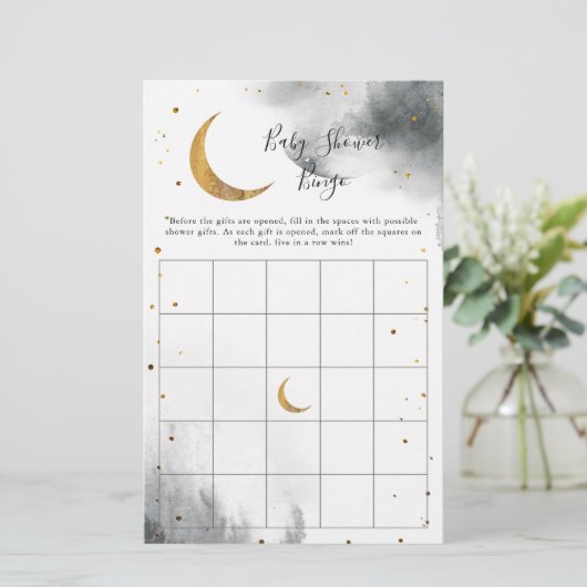 Gray Moon Baby shower Bingo Game (Staand voorkant)