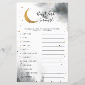 Gray Moon Baby shower Word Scramble Game (Voorkant)