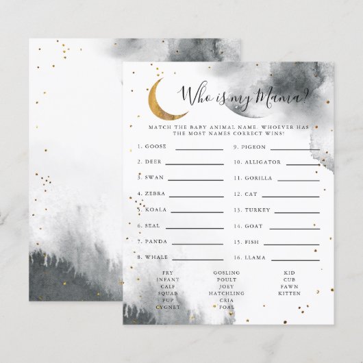 Gray Moon, mijn Baby shower-spel (Voorkant / Achterkant)