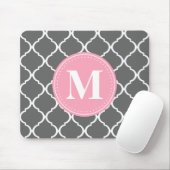 Gray Moroccan Lattice Pink Monogram Muismat (Met muis)