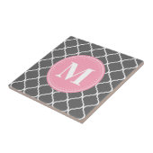 Gray Moroccan Lattice Pink Monogram Tegeltje (Zijkant)
