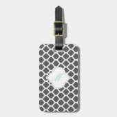 Gray Moroccan Pattern met Monogram Bagagelabel (Voorkant verticaal)