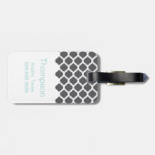 Gray Moroccan Pattern met Monogram Bagagelabel (Achterkant horizontaal)