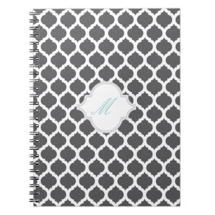 Gray Moroccan Pattern met Monogram Notitieboek