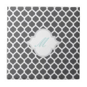Gray Moroccan Pattern met Monogram Tile Trivet Tegeltje (Voorkant)