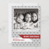 Gray Moroccan Pattern Modern Merry kerstfoto Feestdagenkaart (Voorkant)