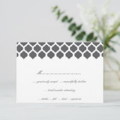 Gray Moroccan Pattern Wedding Party RSVP-kaarten RSVP Kaartje (Staand voorkant)