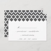 Gray Moroccan Pattern Wedding Party RSVP-kaarten RSVP Kaartje (Voorkant / Achterkant)