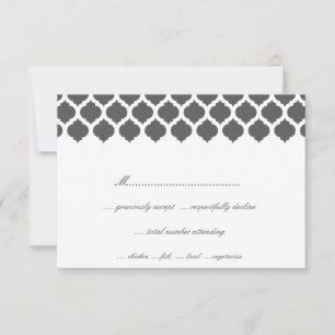 Gray Moroccan Pattern Wedding Party RSVP-kaarten RSVP Kaartje