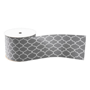 Gray Moroccan Quatrefoil Grosgrain Lint