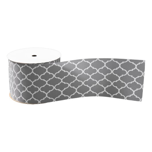Gray Moroccan Quatrefoil Grosgrain Lint (Spoel)