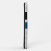Gray Moroccan Quatrefoil Pattern Blue Monogram Case-Mate iPhone Case (Achterkant/rechts)