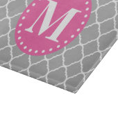 Gray Moroccan Quatrefoil Pattern roze Monogram Snijplank (Hoek)