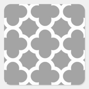 Gray Morrocan quatrefoil patroon Vierkante Sticker
