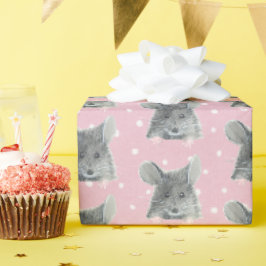 Gray Mouse op Polka Dots Cadeaupapier