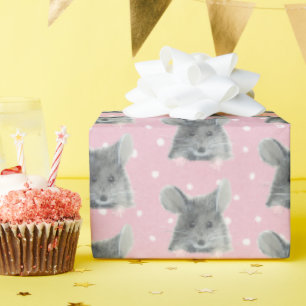 Gray Mouse op Polka Dots Cadeaupapier