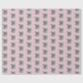 Gray Mouse op Polka Dots Cadeaupapier (Vlak)