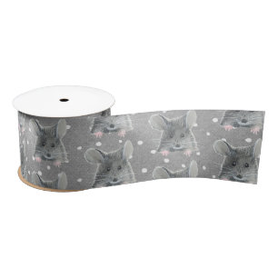 Gray Mouse op Polka Dots Satijnen Lint