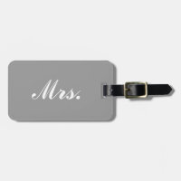 Gray Mr. en Mrs. bagagelabel voor haar