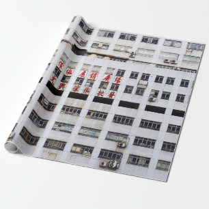 GRAY MULTISTORY BUILDING MET RED ORIENTAL SCRIPT CADEAUPAPIER