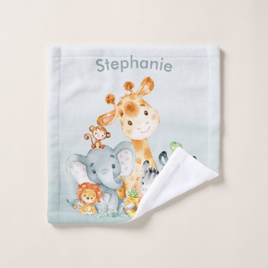 Gray Munt Waterverf Cute Safari Oerwouden Bad Handdoek (Wasdoekje)