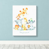 Gray Munt Waterverf Cute Safari Oerwouden Canvas Afdruk (Insitu (Houten vloer))