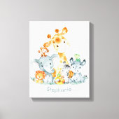 Gray Munt Waterverf Cute Safari Oerwouden Canvas Afdruk (Voorkant)