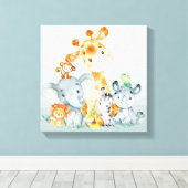 Gray Munt Waterverf Cute Safari Oerwouden Canvas Afdruk (Insitu (Houten vloer))